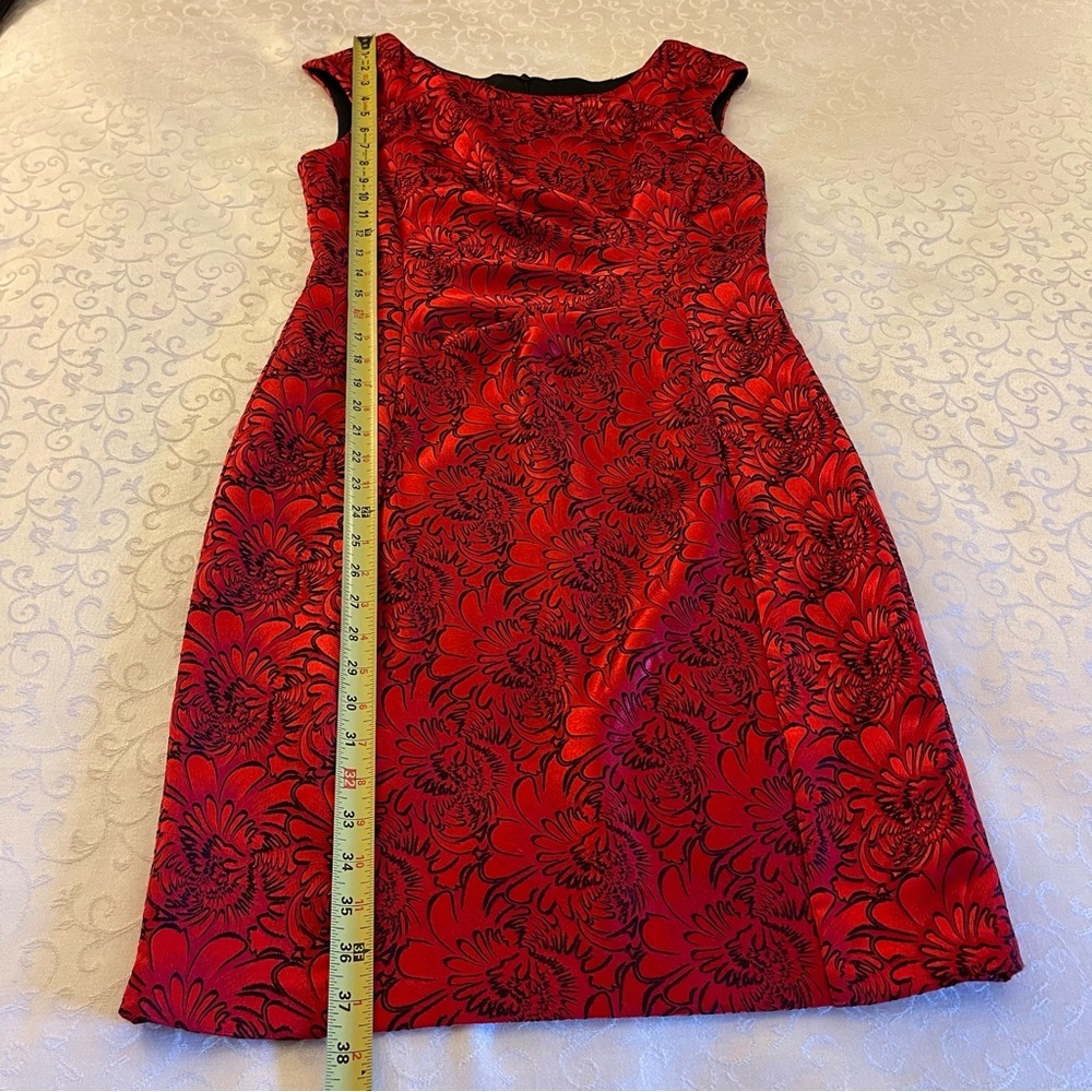 Connected Apparel Red Dress Side Ruched Holiday Party Dress - Picture 14 of 16